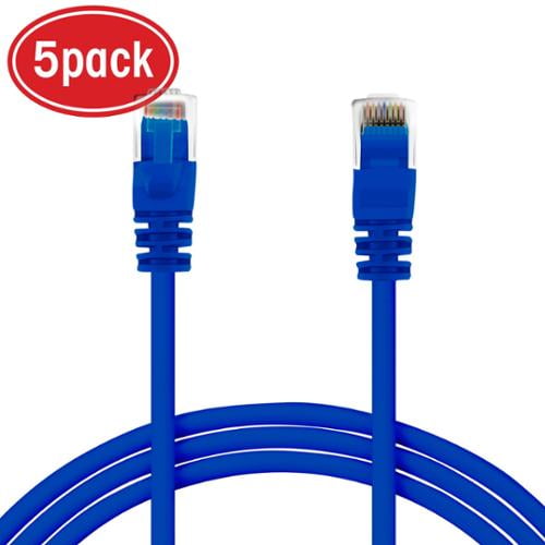 GearIT 5-Pack Cat6 Ethernet Cable 7 Feet Shielded Compatible with 5 Port Switch POE 5Port Gigabit Stranded Cat 6 Patch Computer LAN Network Cord SSTP/SFTP Blue 